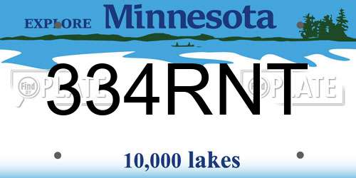 334RNT Minnesota License Plate