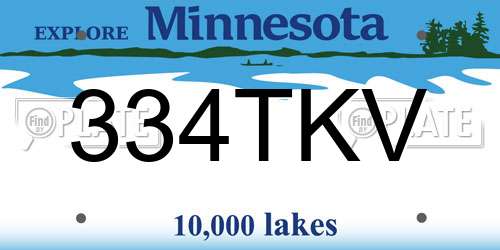 334TKV Minnesota License Plate