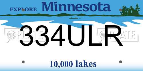 334ULR Minnesota License Plate