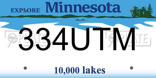 334UTM Minnesota License Plate