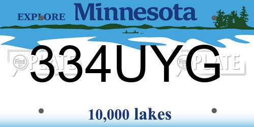 334UYG Minnesota License Plate
