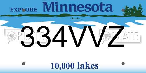 334VVZ Minnesota License Plate