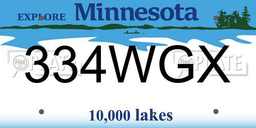 334WGX Minnesota License Plate