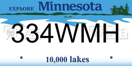 334WMH Minnesota License Plate
