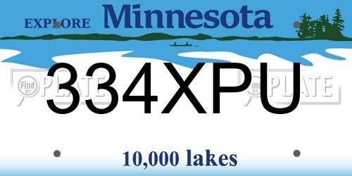 334XPU Minnesota License Plate