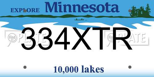 334XTR Minnesota License Plate
