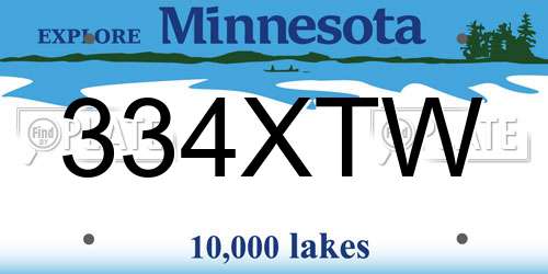 334XTW Minnesota License Plate
