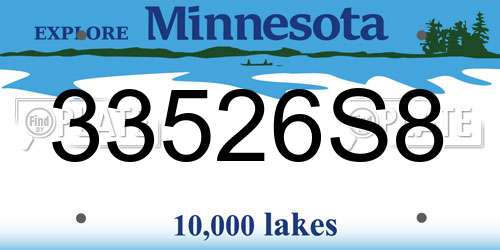 33526S8 Minnesota License Plate