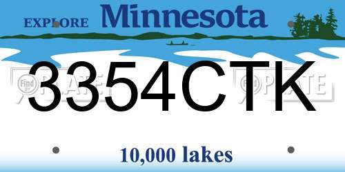 3354CTK Minnesota License Plate
