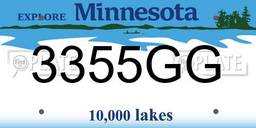 3355GG Minnesota License Plate