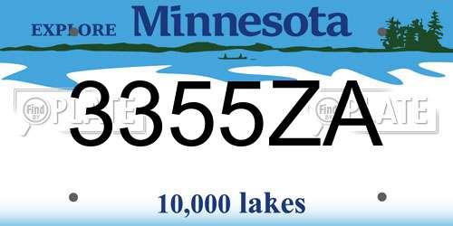 3355ZA Minnesota License Plate