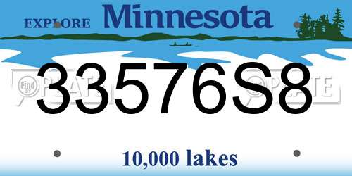 33576S8 Minnesota License Plate