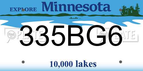 335BG6 Minnesota License Plate