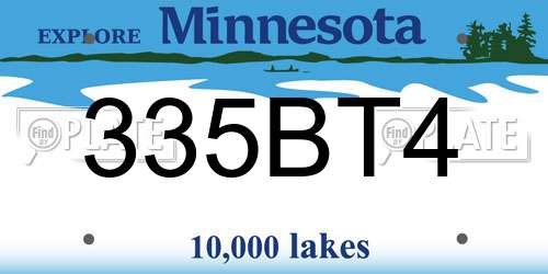 335BT4 Minnesota License Plate