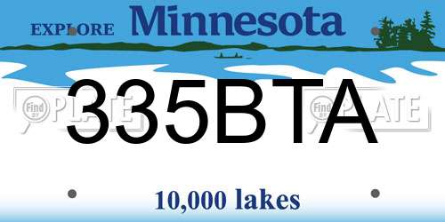 335BTA Minnesota License Plate