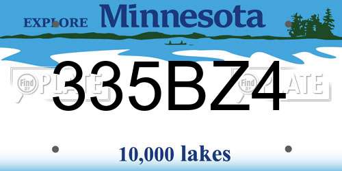 335BZ4 Minnesota License Plate