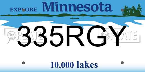 335RGY Minnesota License Plate
