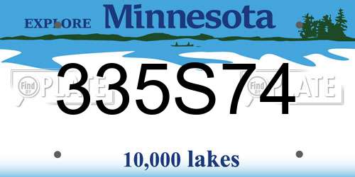 335S74 Minnesota License Plate