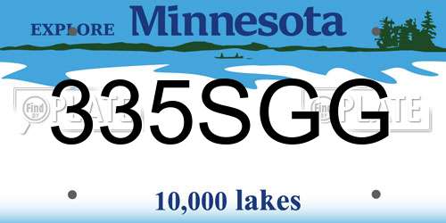 335SGG Minnesota License Plate