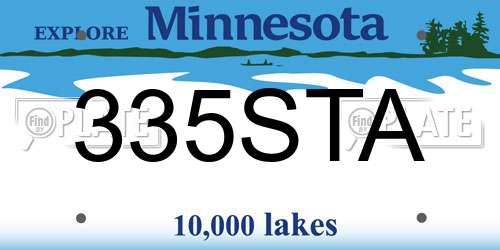 335STA Minnesota License Plate