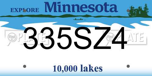 335SZ4 Minnesota License Plate