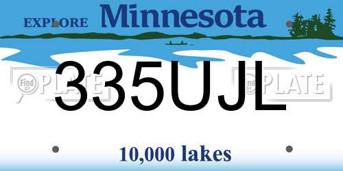 335UJL Minnesota License Plate
