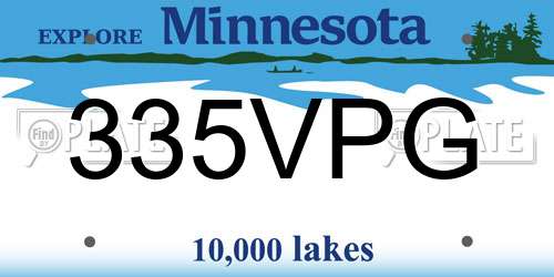 335VPG Minnesota License Plate