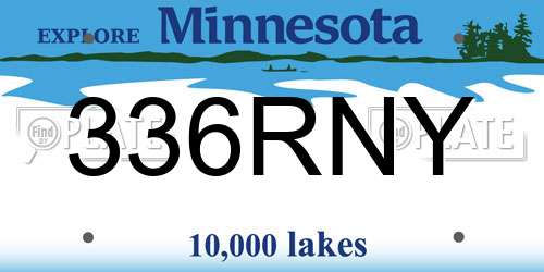 336RNY Minnesota License Plate