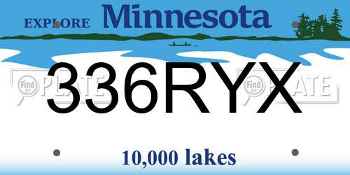 336RYX Minnesota License Plate