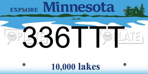 336TTT Minnesota License Plate