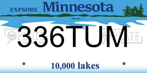 336TUM Minnesota License Plate