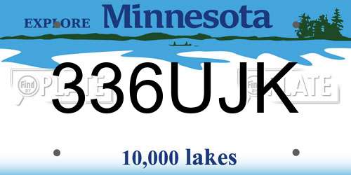 336UJK Minnesota License Plate