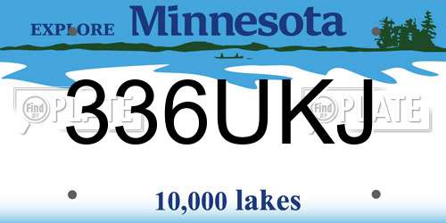 336UKJ Minnesota License Plate