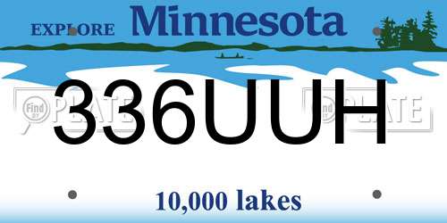 336UUH Minnesota License Plate