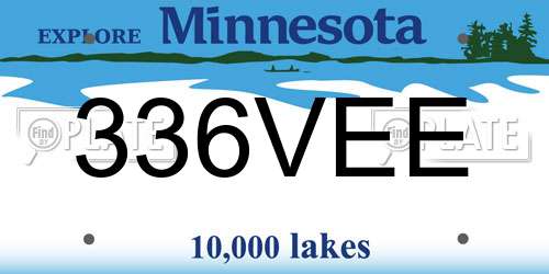 336VEE Minnesota License Plate
