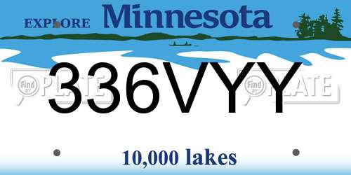 336VYY Minnesota License Plate