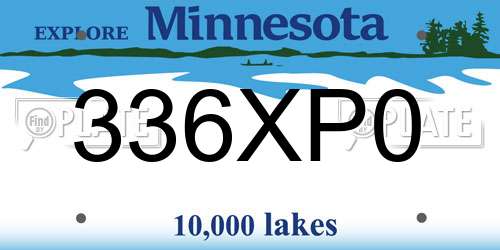 336XP0 Minnesota License Plate