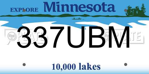 337UBM Minnesota License Plate