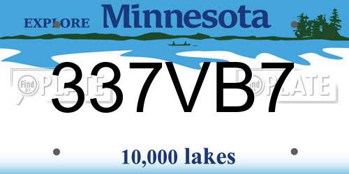 337VB7 Minnesota License Plate