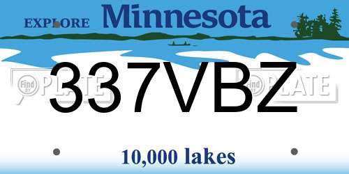 337VBZ Minnesota License Plate