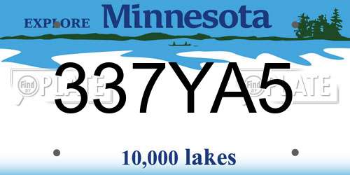 337YA5 Minnesota License Plate