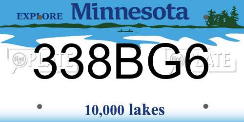 338BG6 Minnesota License Plate