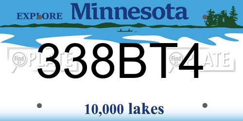 338BT4 Minnesota License Plate