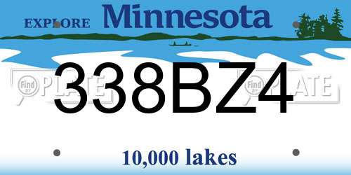 338BZ4 Minnesota License Plate
