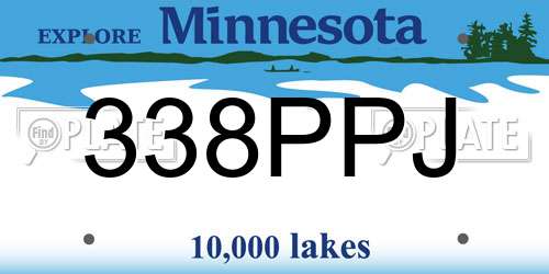 338PPJ Minnesota License Plate