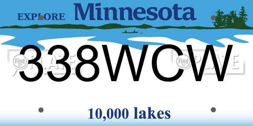338WCW Minnesota License Plate