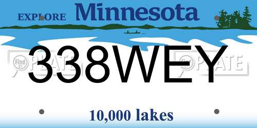 338WEY Minnesota License Plate