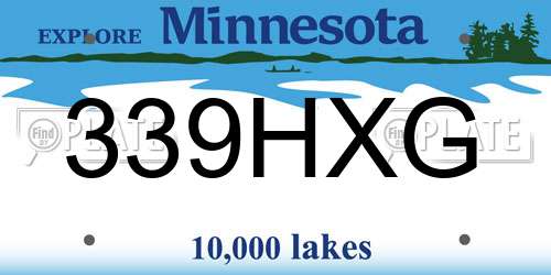 339HXG Minnesota License Plate