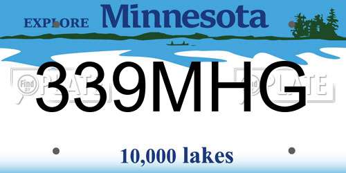 339MHG Minnesota License Plate