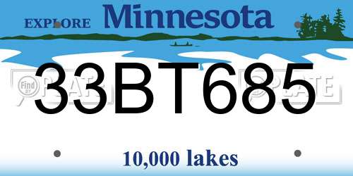 33BT685 Minnesota License Plate